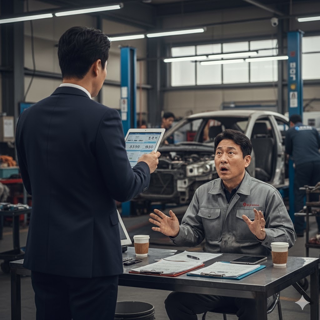 データを示しながら説明する担当者